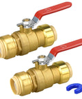 Two Pack Three Quarters Inch Push Fit Ball Valve With Disconnect Clip Full Port Push To Connect Water Shut Off Valve For Hot And Cold Water DIY.