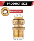 Two Pack Push Fit Half Inch To Three Quarter Inch Male Adapter With Disconnect Tool For Pex Copper CPVC And PERT Pipe