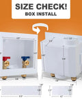 Push Fit Laundry Washer Valve Box With Center Drain, One Half Inch Push Fit Inlet To Three Quarter Inch MHT Outlet, Includes Two Disconnect Clips, dimensions shown