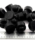 Push In Rubber Bumper With Tight Grip Stem Fits Quarter Inch Hole For Use In One Sixteenth Inch Panel Thickness Half Inch Diameter And Quarter Inch Height Durable Easy To Install Pack Of Twelve next to ruler and coin
