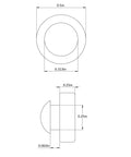 Technical drawing of Push In Rubber Bumper With Tight Grip Stem Fits Quarter Inch Hole For Use In One Sixteenth Inch Panel Thickness