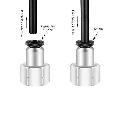 Diagram of 1/4 Inch Air Tube Fittings Set Pro Grade Featuring 1/8 NPT Female Push To Connect Quick Connect Air Hose Fittings 5 Pack