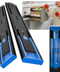 Push To Open Soft Close Drawer Slides Set 1 Pair Two Thirds Full Extension Side Mount Ball Bearing Runners Black Finish, kitchen use