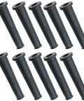 Heavy Duty PVC Cable Sleeve Boot Protector 10 Pack For Strain Relief Black Flexible Gland Cover And Hose Sheath Prevents Cable Bending And Wear 72.5mm Length 9mm Inner Diameter 20mm Bottom Diameter, shown in a group of 10 black sleeves.