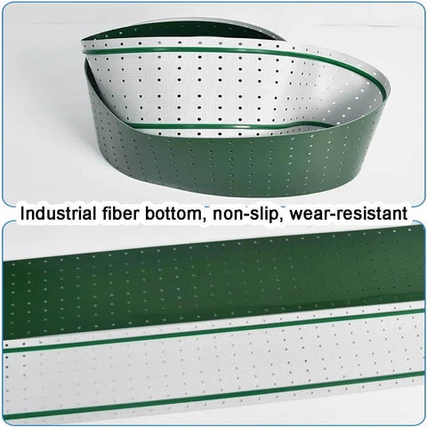 PVC Conveyor Belt Material For Industrial Packing Machines Replacement Belt For Transport Conveyors And Conveyor Table 0.3 Inch Thick, 16.4 Feet Long in a looped shape, showcasing non-slip texture and wear-resistant surface.