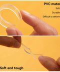Hands holding transparent PVC material of 10 Pack Wall Bumpers And Door Stoppers For Furniture No Slam Cushions Self Adhesive Anti Collision Pads With 3M Bond