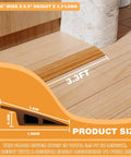 Floor Transition Strip 3.3ft, Double Sided Self-Adhesive PVC Floor Transition Strip, Doorway Threshold Ramp in light brown installed
