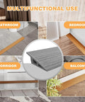 Multifunctional use of Floor Transition Strip 3.3ft, Double Sided Self-Adhesive PVC, shown in bathroom, bedroom, corridor, balcony