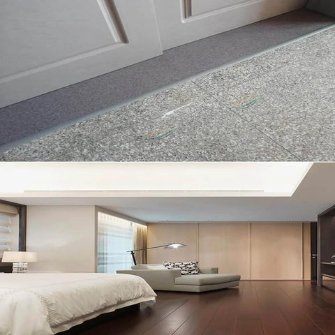 Self Adhesive Flat Floor Transition Strip, PVC Laminate Floor Strip Carpet Transition Strip Floor Threshold Divider Strips in bedroom.