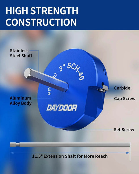 Six Piece PVC Pipe Reamer Kit With Three Quarter Inch To Four Inch Heads Includes Four Sided Carbide Aluminum Reamer
