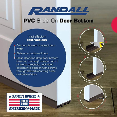 Installation guide for 4 FT (48") PVC Slide-On Door Bottom - Adjustable Plastic Weatherstrip Door Bottom with Drip Cap - Brown