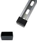 Durable PVC end caps fit 13/16 and 7/8 inch tall strut channels, protecting channel ends from damage with tool-free installation and a clean black finish.