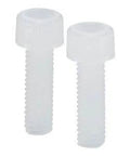 Two ✝️ SPV-M5-25-C NBK Plastic Screw - Socket Head Cap Screws - PVDF - Made in Japan for smooth motion in mechanical systems, front view.