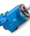 Front view of Zachager PVQ10-A2R-SE1S-10-C21-11 Hydraulic Piston Pump for Vickers Industrial Hydraulic Pumps in blue metal case