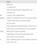 Specifications sheet for PWM DC Drive For Permanent Magnet Motors, Single Phase 115 230V AC Input, 90-130V DC or 180-220V DC Output