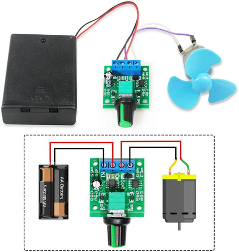 2pcs PWM Low Voltage Motor Speed Controller DC 1.8V 3V 5V 6V 12V 2A 1803BK 1803B with speed control knob and wiring diagram