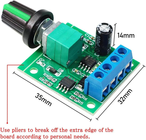 2pcs PWM Low Voltage Motor Speed Controller DC 1.8V 3V 5V 6V 12V 2A 1803BK 1803B with green speed control knob