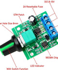 Top view of 2pcs PWM Low Voltage Motor Speed Controller DC 1.8V 3V 5V 6V 12V 2A 1803BK 1803B with labels and components visible