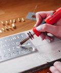 Hand using Wood and Leather Pyrography Pen Set - Best Woodburning and Leather Crafts Burner Tool Kit - 35 Different Tips - Dual Power Mode - 30W and 15W, Gourd (Aluminum Case)