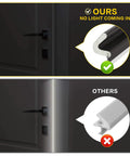 Comparison of Weather Stripping Door Seal Strip - Soundproof Q-Shaped Foam blocking light, versus standard foam seal