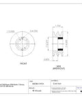 Technical drawing for Heavy Duty QT Bushed V Belt Sheave For B Belt Two Grooves Cast Iron 4.25 Inch Diameter 5890 RPM Max TB Woods 2BK45