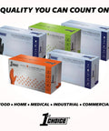 Various boxes of nitrile gloves, including Black Nitrile Gloves 6 Mil Latex Free Powder Free Mechanics Automotive XL
