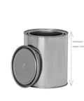 Quart size tin paint cans with lid, unlined silver tinplate, recyclable