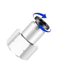 Close-up view of 1/4 Inch Air Tube Fittings Set Pro Grade Featuring 1/8 NPT Female Push To Connect Quick Connect Air Hose Fittings