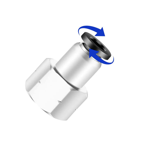 Close-up view of 1/4 Inch Air Tube Fittings Set Pro Grade Featuring 1/8 NPT Female Push To Connect Quick Connect Air Hose Fittings