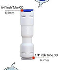 Front view of One Quarter Inch Push To Connect One Way Check Valve For Reverse Osmosis Water Filter NSF Certified Plastic Quick Connect RO