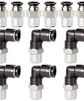 Elbow and Straight Push To Connect Fittings One Quarter Inch Tube OD X One Quarter Inch NPT Thread Copper And Plastic Pack Of Twelve PC One Quarter Inch N2 And PL One Quarter Inch N2 High Pressure 145 PSI 32 To 140 Fahrenheit