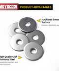 Image of five Quarter Inch Fender Washers 1 Inch Diameter 304 Stainless Steel Pack of 50, showing smooth finish and durability.
