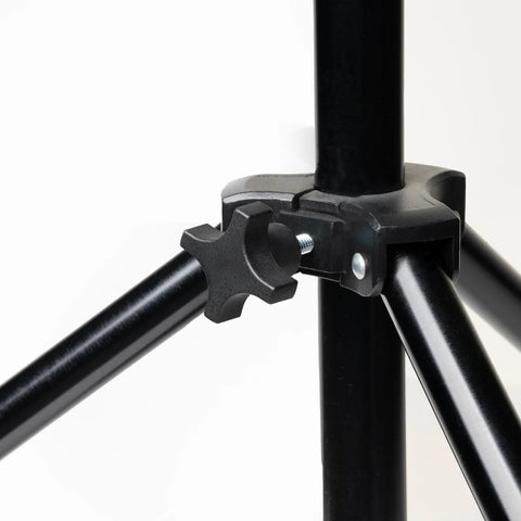 Black four-arm knob on tripod, part of 5 Pack Quarter Inch 20 TPI Four Point Knobs With 2 Inch Threaded Studs For Quick Hand Grip And Secure Positioning