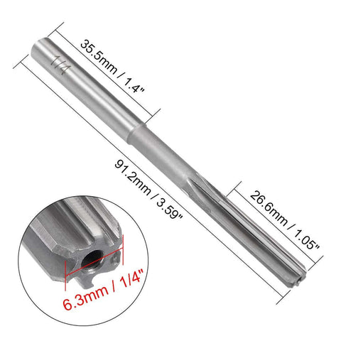 Quarter Inch HSS Chucking Reamer For Lathe With 6 Straight Flutes And Round Shank Pro Grade Reaming Drill Bit