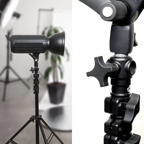 Close-up of photographic light stand with 5 Pack Quarter Inch 20 TPI Four Point Knobs With 2 Inch Threaded Studs for secure adjustment