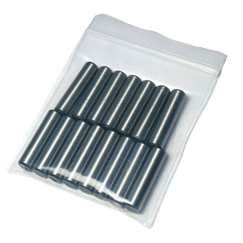 Quarter Inch Dowel Pins Kit 15 Pieces One Inch Long Metal Shelf Pins in package for woodworking and shelf support ZDingTech