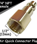 10 Pack One Quarter Inch NPT Male And Female Industrial Air Hose Quick Connect Plug Brass Finish Heavy Duty Workhorse For Air Compressors Pneumatic Coupler Fitting Adapter Built For Fast Mess Free Quick Connect