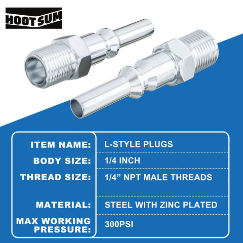 L Style 1 Quarter Inch Air Hose Fittings Kit With Fourteen Pieces Quick Connect Couplers And Plugs, Steel Male Plugs