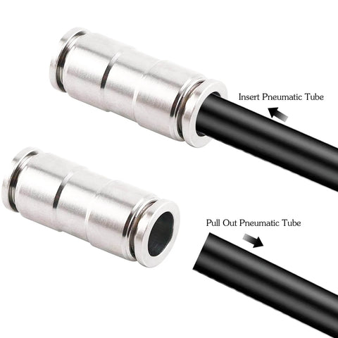 Union Straight Push To Connect Fittings One Quarter Inch Tube Quick Connect For Air And Water Lines Nickel Plated Brass 2 Pack