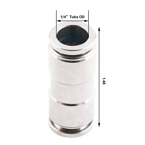 Union Straight Push To Connect Fittings One Quarter Inch Tube Quick Connect For Air And Water Lines Nickel Plated Brass 2 Pack