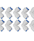 1/4 Inch Tube To 1/4 Inch Tube Push Fit Elbow Quick Connect Fittings For RO Water System Set Of 10 White No Tools Required