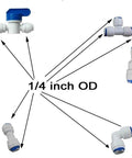 Quarter Inch Quick Connect Push In Water Tube Fittings For RO Systems No Tools Needed Plug And Play 1/4 Inch OD Push Fit Tee