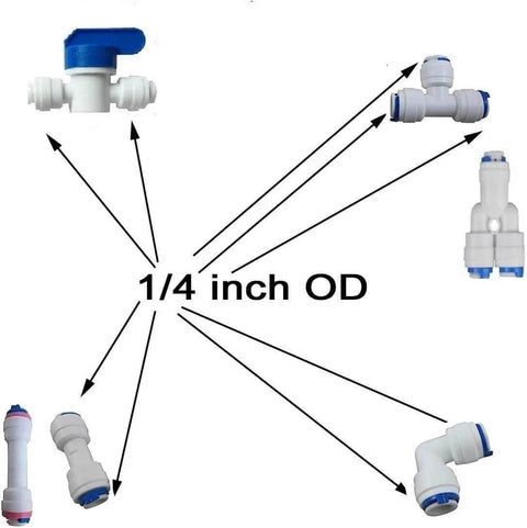 Quarter Inch Quick Connect Push In Water Tube Fittings For RO Systems No Tools Needed Plug And Play 1/4 Inch OD Push Fit Tee