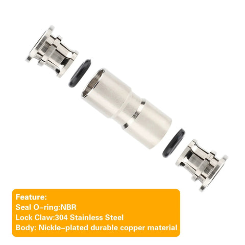 Union Straight Push To Connect Fittings One Quarter Inch Tube Quick Connect For Air And Water Lines Nickel Plated Brass 2 Pack