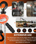 One Quarter Ton Mini Lever Block Chain Hoist With Ten Foot Chain G80 Alloy Steel 360 Degree Hook Manual Ratchet Hoist in use
