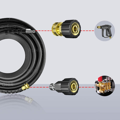 Pressure Washer Quick Connect Adapter Set M22 14mm To Three Eighths Inch Brass Fittings With Male Plug And Female Socket