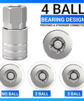 1/4-Inch NPT Female Quick Connect Air Coupler for Industrial Use, 4-Ball Design, Hardened Steel With Nickel Plating