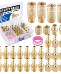 32 Piece Quick Connect Air Fittings And Coupler Kit, One Quarter Inch Body Size And Three Eighths Inch NPT Thread, in storage box