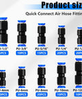 170-Piece Quick Connect Air Hose Fittings Kit With 1/8, 1/4, 5/16, 3/8, 1/2 Inch And 4, 6, 8, 10, 12 Mm Straight Push To Connect Pneumatic Fittings, Quick Release Air Line Fittings For Air Compressors And DIY Projects layout
