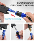 15 Piece Air Hose Fittings Kit With One Quarter Inch Universal Air Couplers And Industrial Air Plugs shown in use